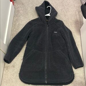 LL BEAN Womens Alloy Gray Teddy Hooded Jacket